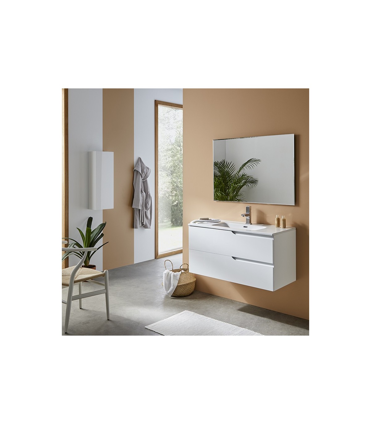 Mueble de baño suspendido blanco - taupé brillo Nice de Sanchís